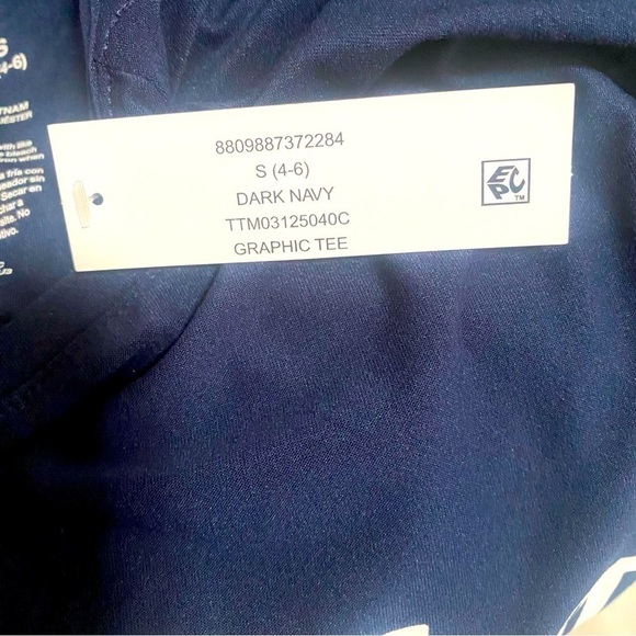 Time and Tru “Mama Vibes” Maternity Shirt Navy Cinched Sides Size Various - Picture 7 of 7